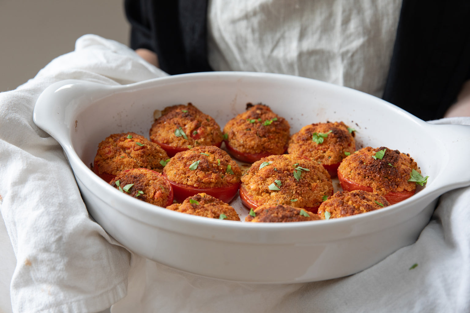 Baked Tomatoes with Einkorn Bread Crumbs