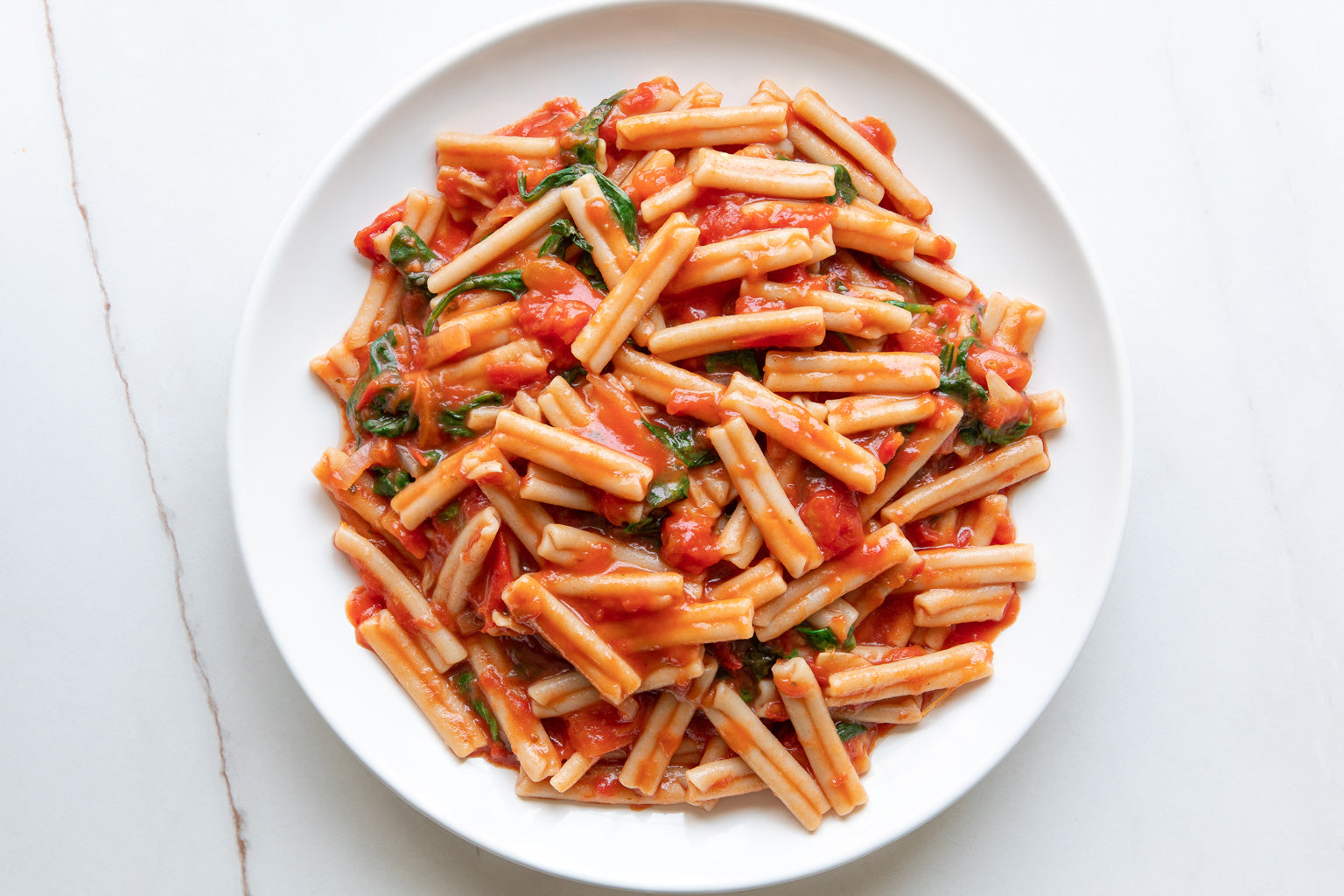 Einkorn Caserecce with Spinach & Tomato Sauce