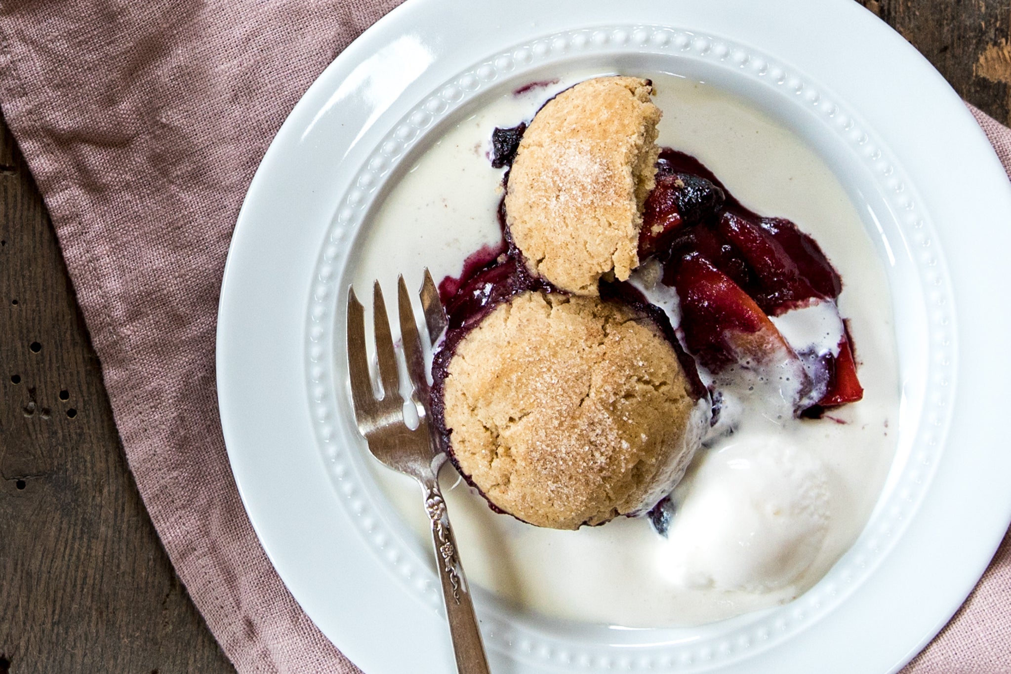 Einkorn Peach & Blueberry Cobbler