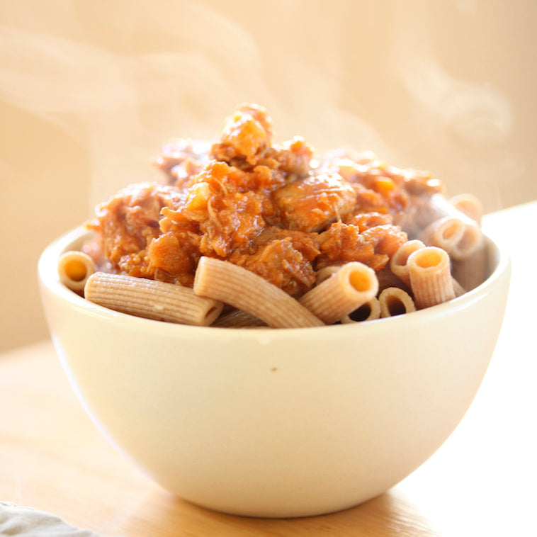 Whole Grain Einkorn Rigatoni with Pulled Pork Ragu