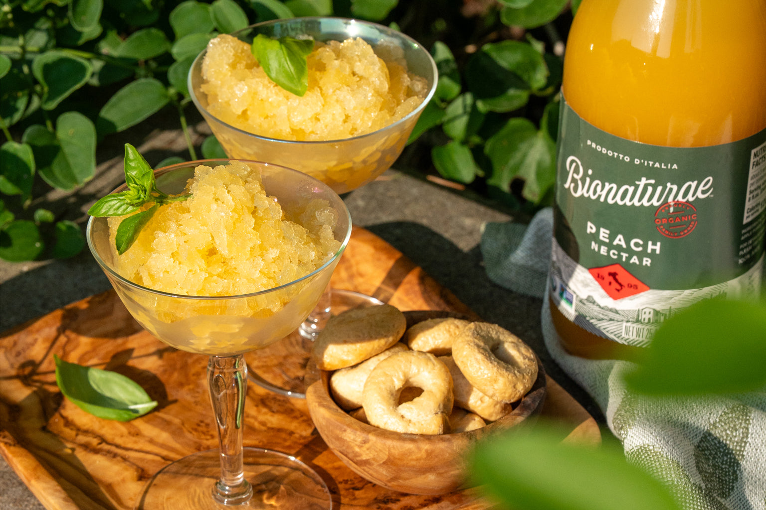 Peach Nectar & Basil Granita  (Italian Shaved Ice)