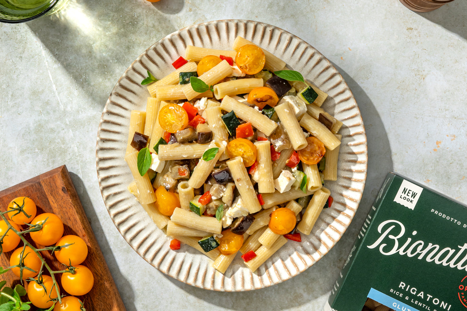 Rigatoni with Roasted Veggies & Feta