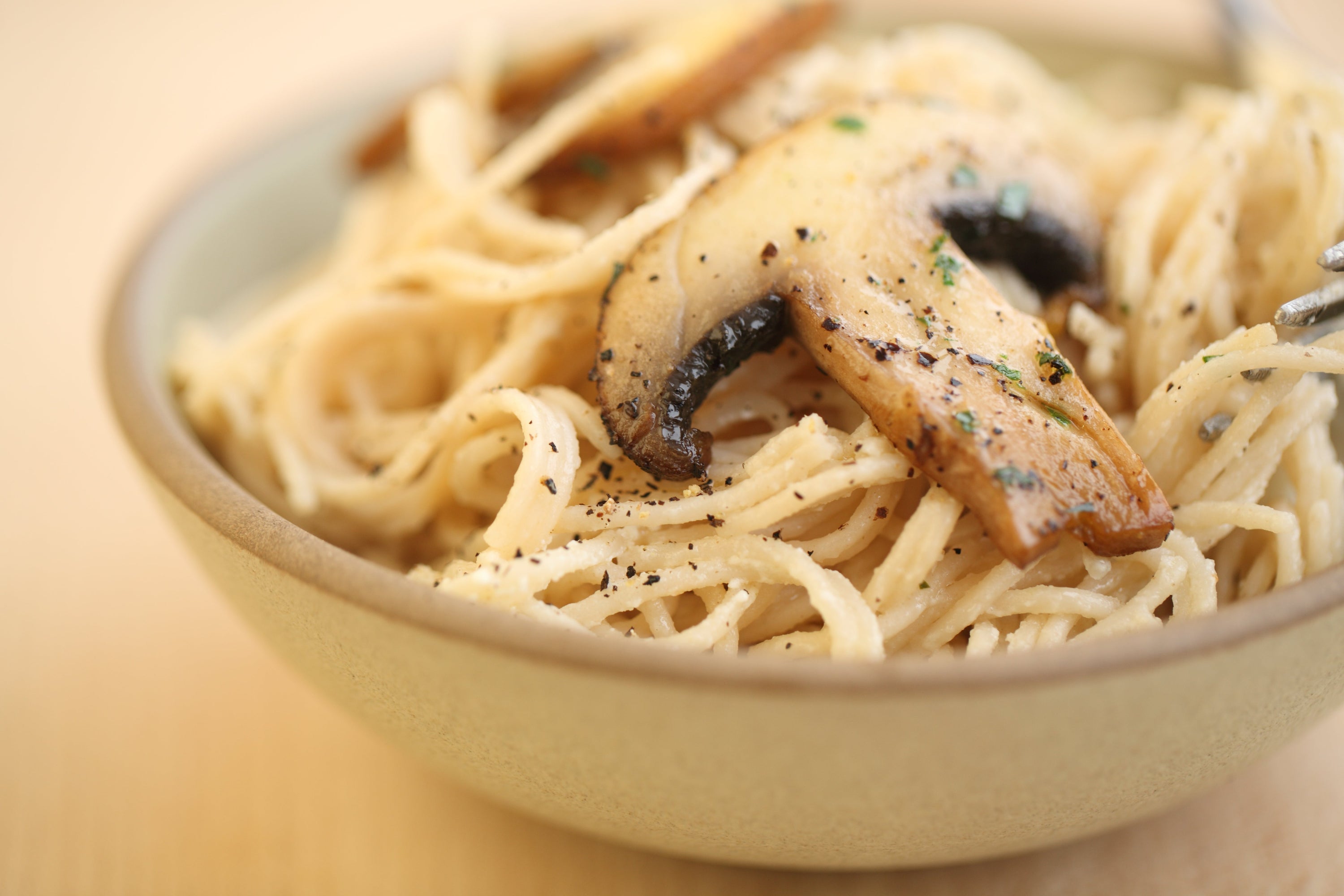 Capellini with Goat Cheese & Mushrooms