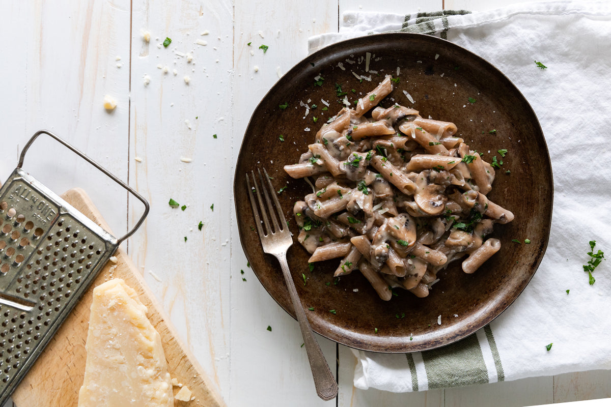 Grain Free Creamy Mushroom Penne Pasta