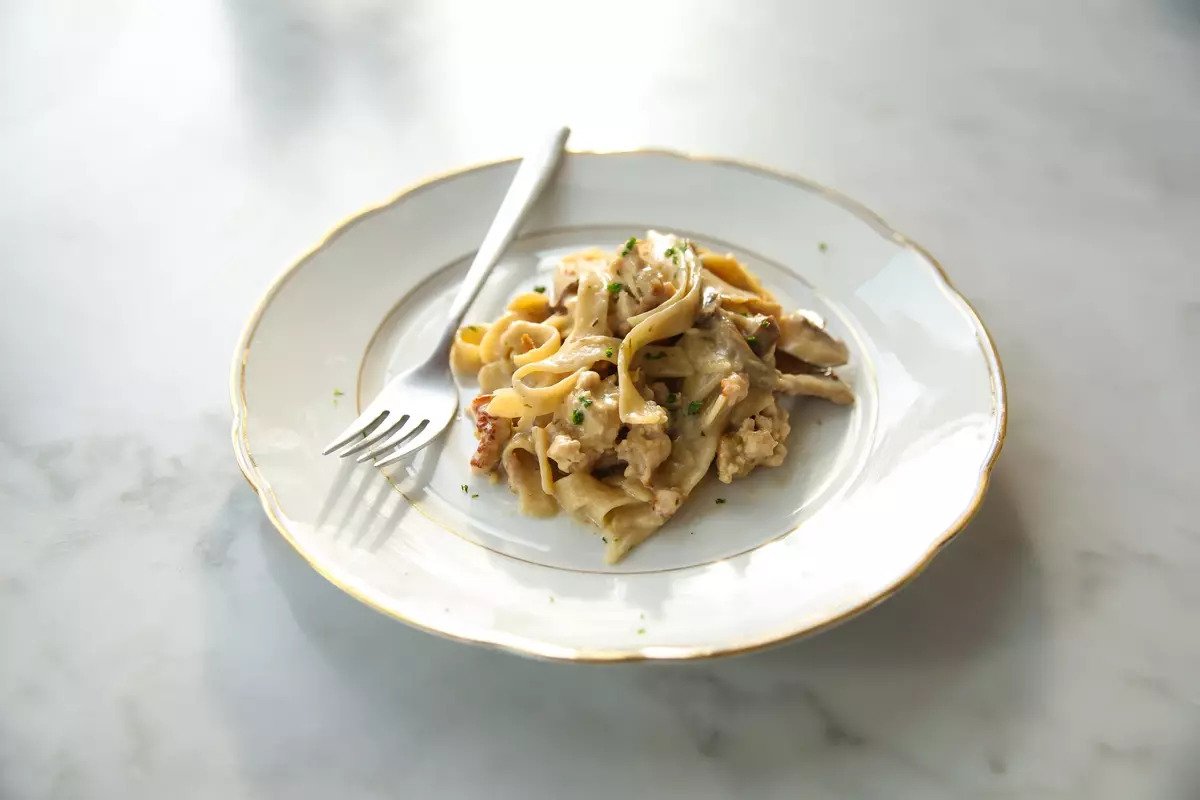 Creamy Chicken & Mushroom Pasta with Gluten Free Tagliatelle