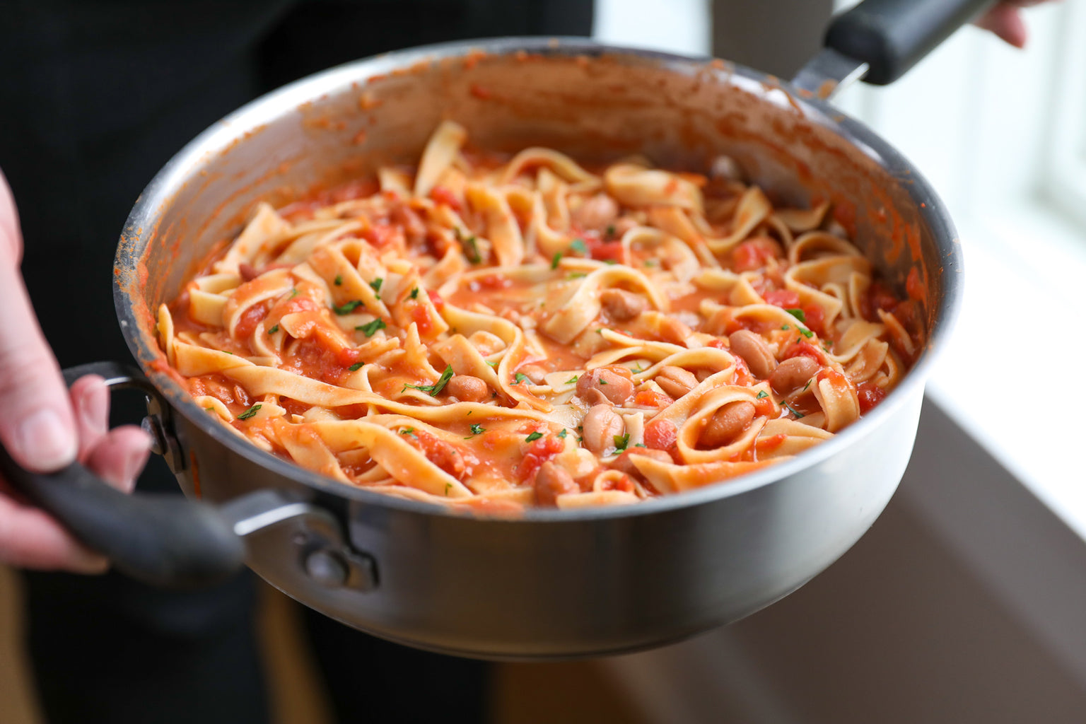 Gluten Free Tagliatelle with Borlotti Beans