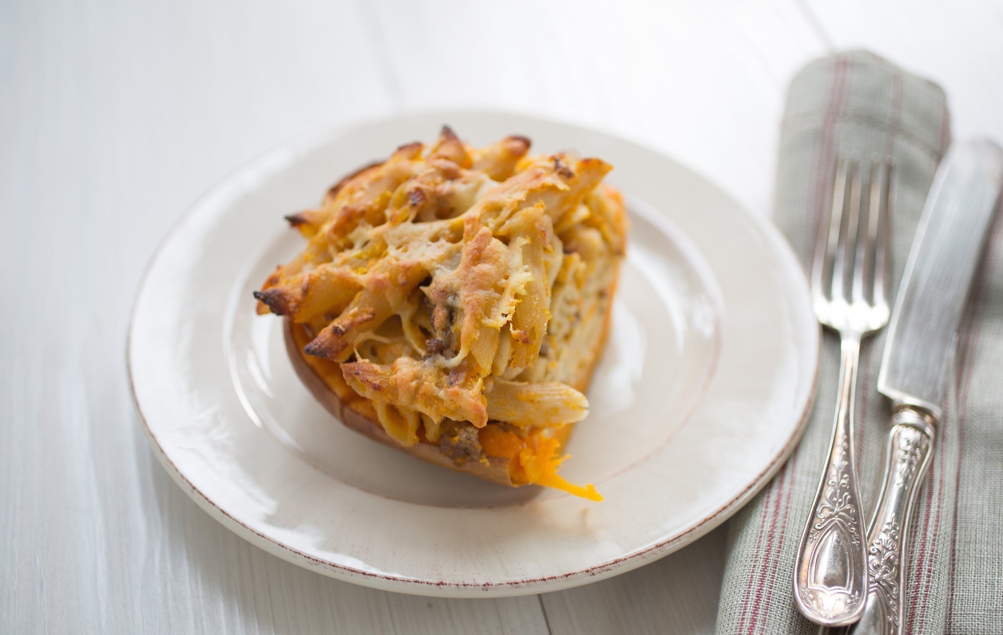 Pasta-Stuffed Roasted Butternut Squash