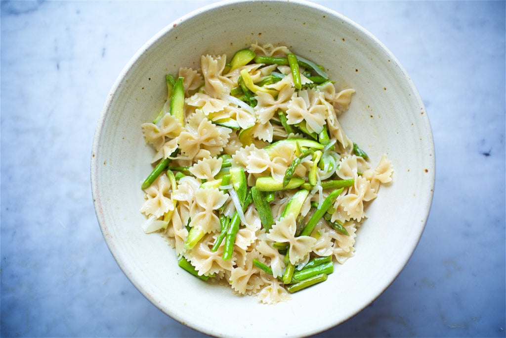 Gluten Free Farfalle with Asparagus and Zucchini