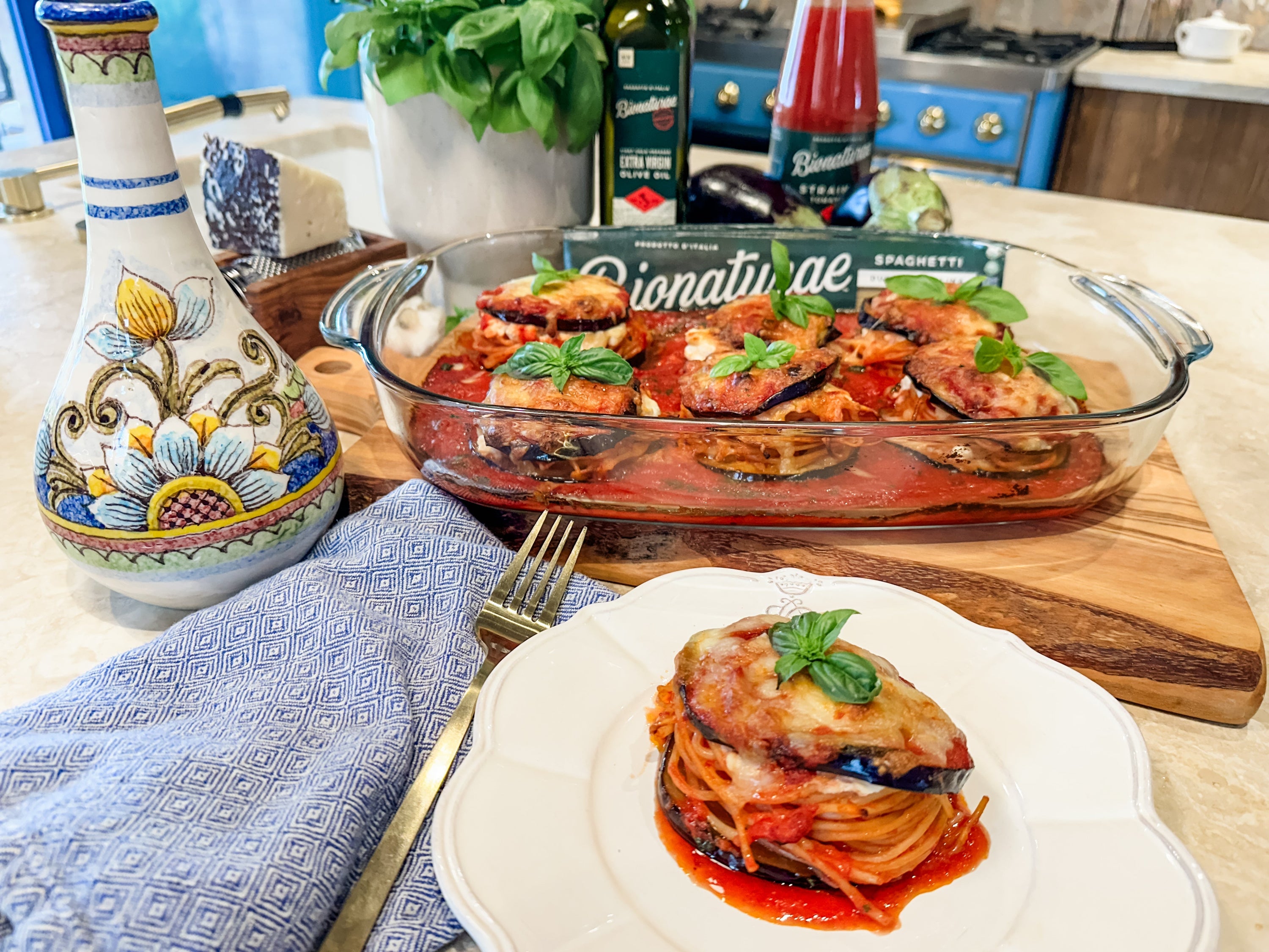 Doppiete di Melanzane (Eggplant Stuffed with Spaghetti and Cheese)