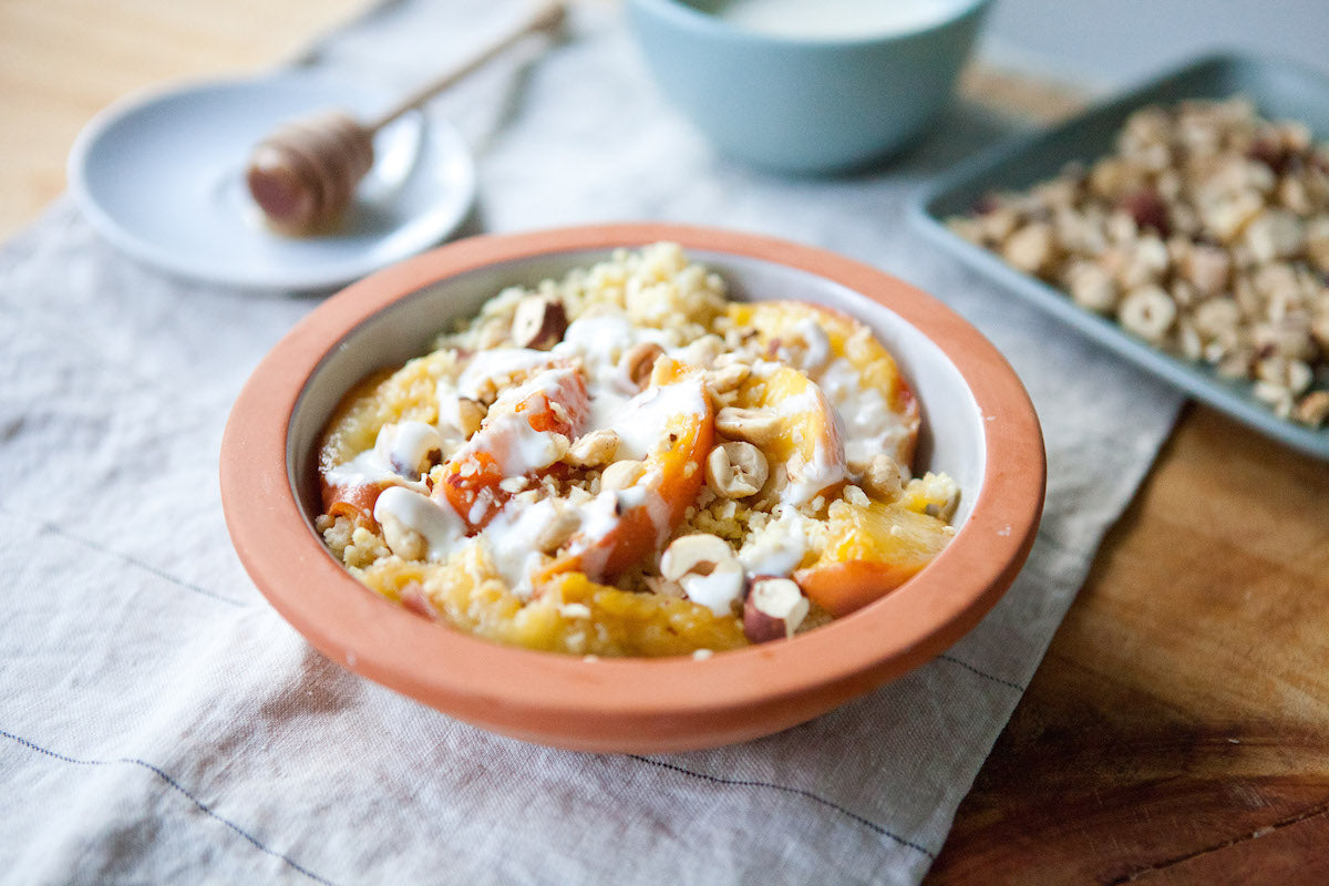 Gluten Free Caramelized Peach Millet Breakfast Bowls