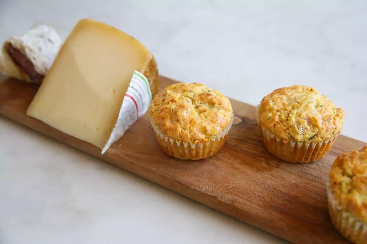 Ham & Cheese Einkorn Zucchini Muffins
