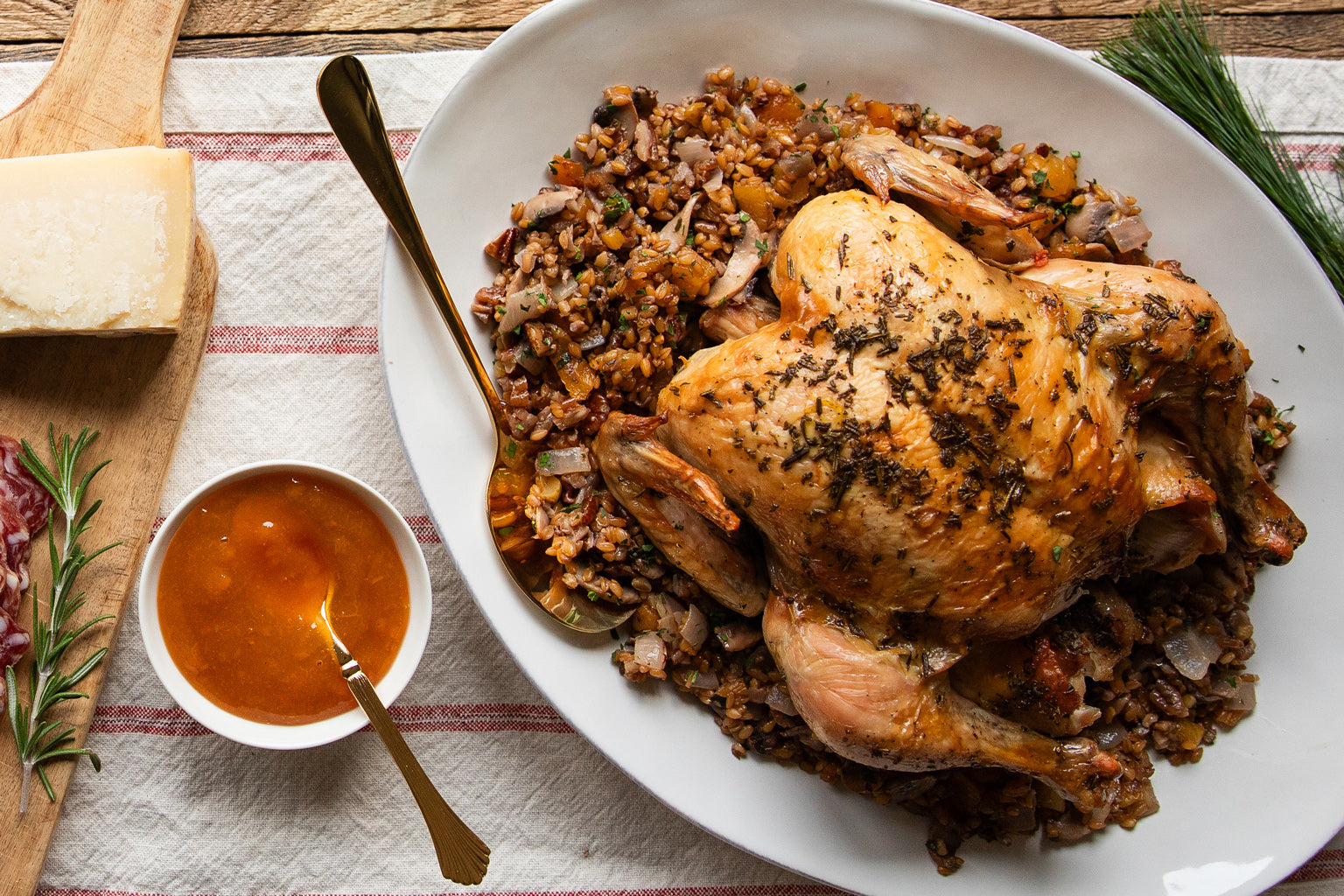 Roasted Chicken with Wheat Berry StuffingRoasted Chicken with Wheat Berry Stuffing