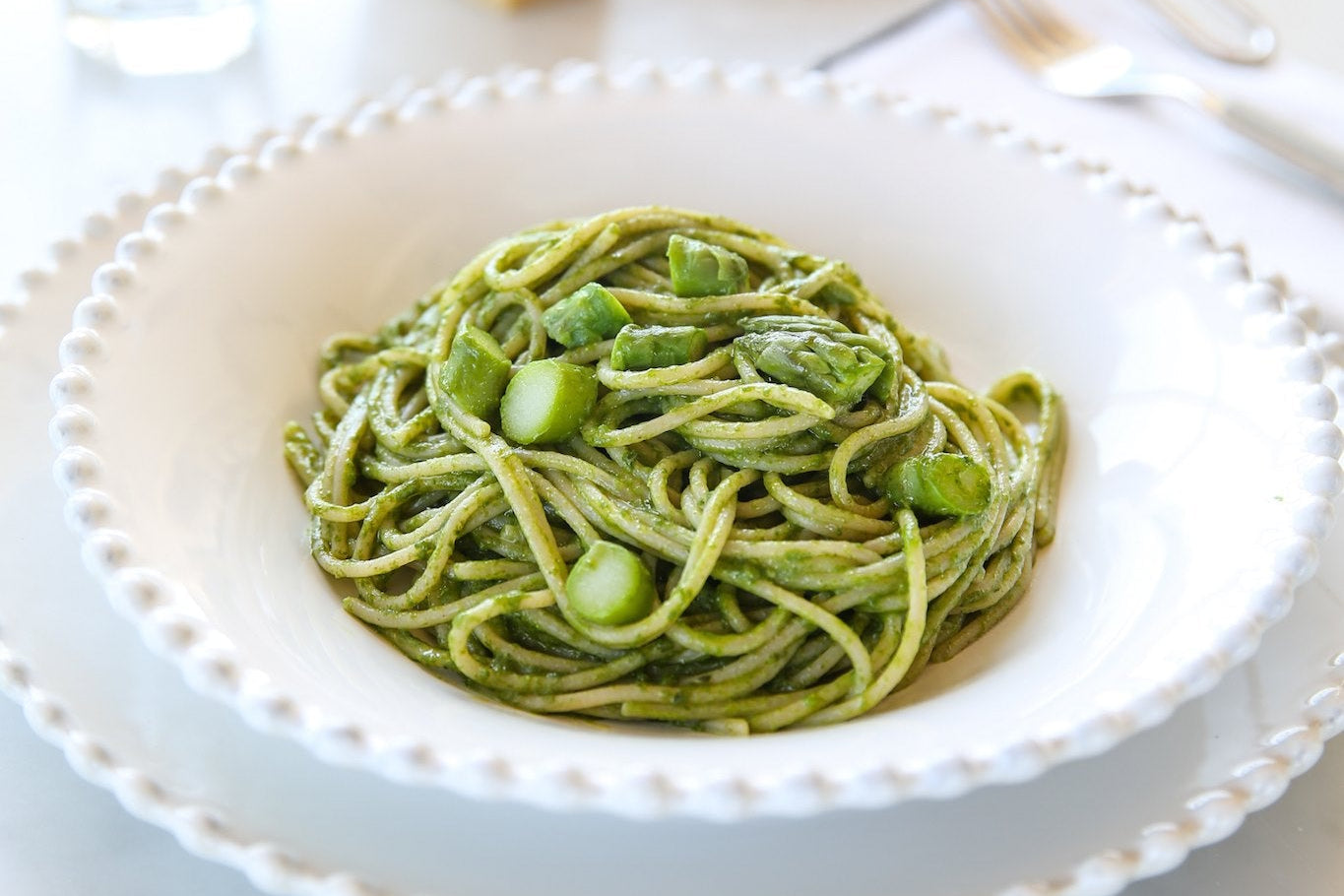 Gluten Free Spaghetti & Asparagus Pesto