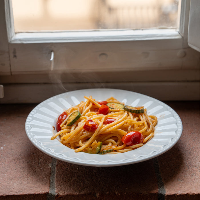 Spaghetti with Zucchini, Tomatoes, and Basil – Jovial Foods, Inc
