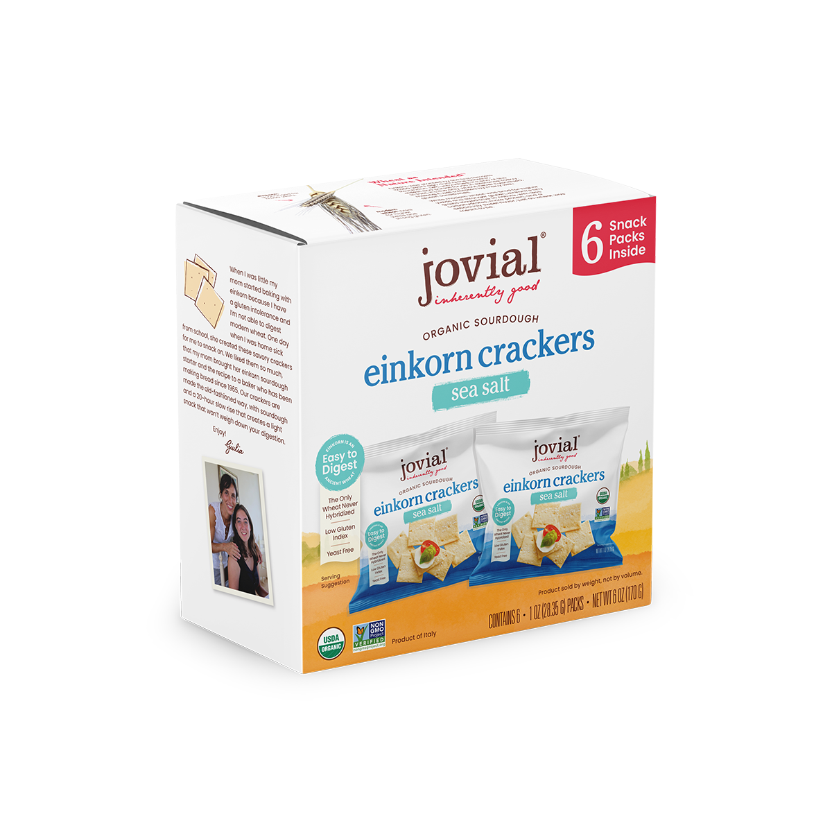 Organic Einkorn Sourdough Sea Salt Crackers - Snack Pack