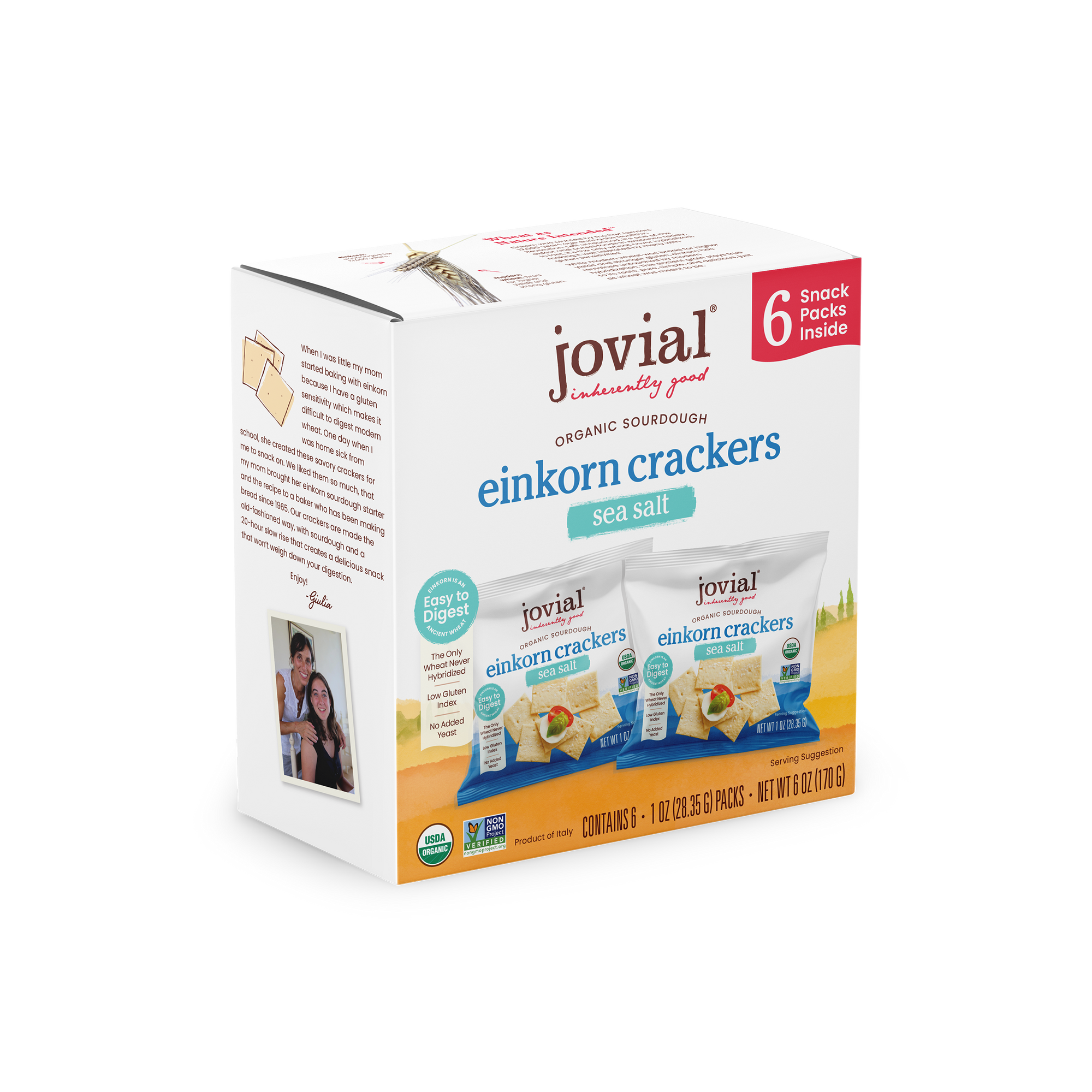 Organic Einkorn Sourdough Sea Salt Crackers - Snack Pack
