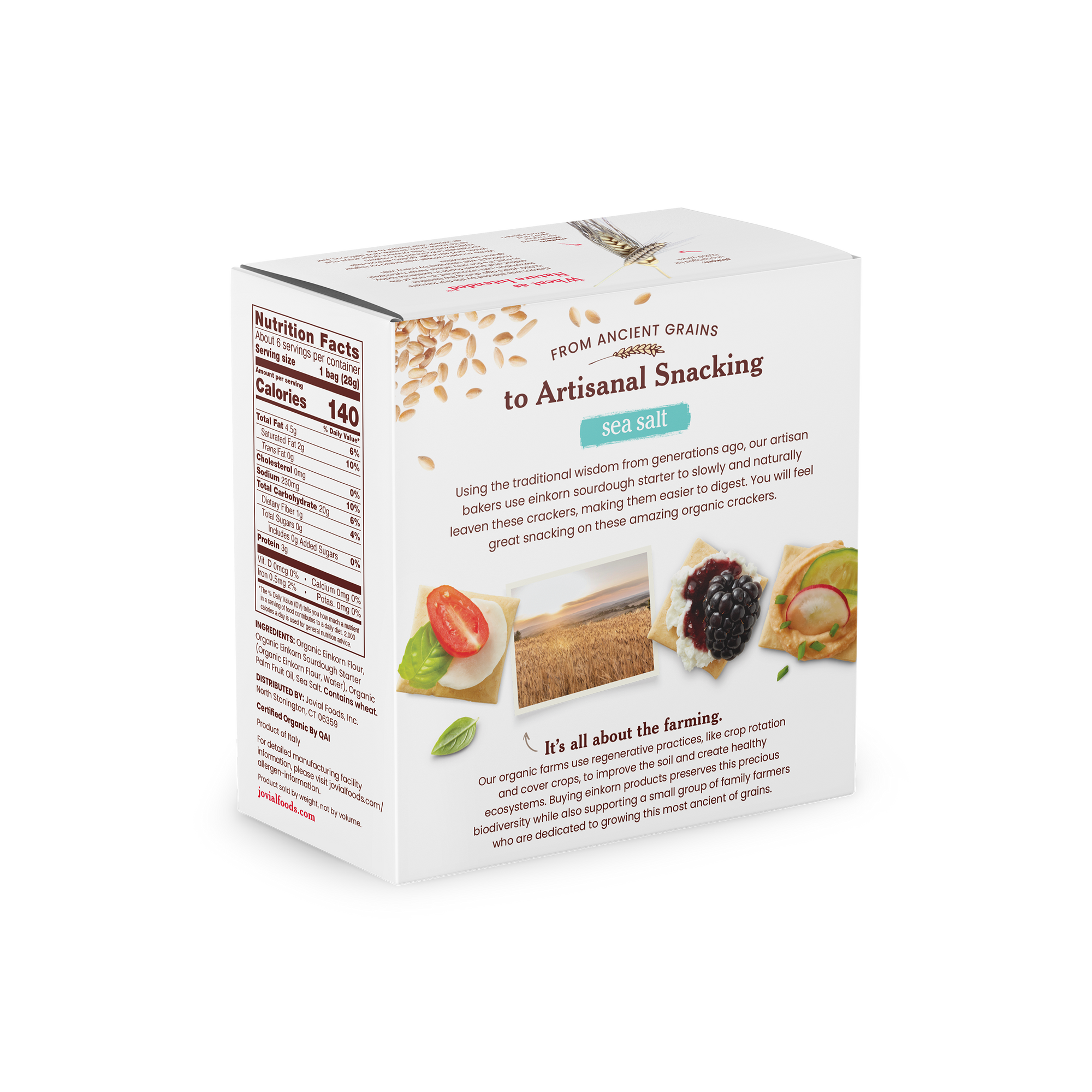 Organic Einkorn Sourdough Sea Salt Crackers - Snack Pack